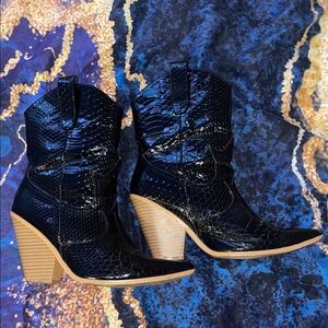Black Snakeskin Ankle Boots